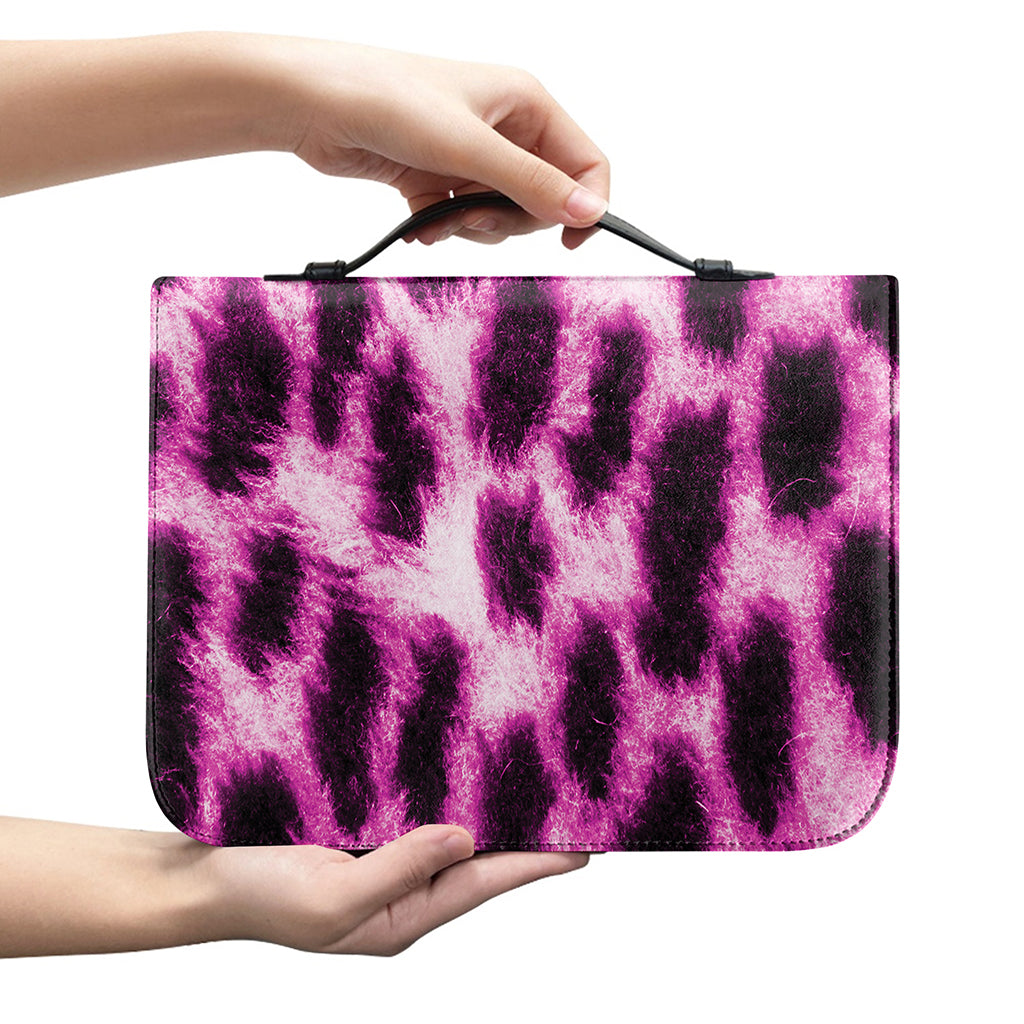 Hot Purple And Black Cheetah Print Leather Bible Cover
