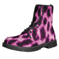 Hot Purple And Black Cheetah Print Lace-Up Boots