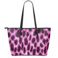 Hot Purple And Black Cheetah Print Leather Tote Bag With Zipper