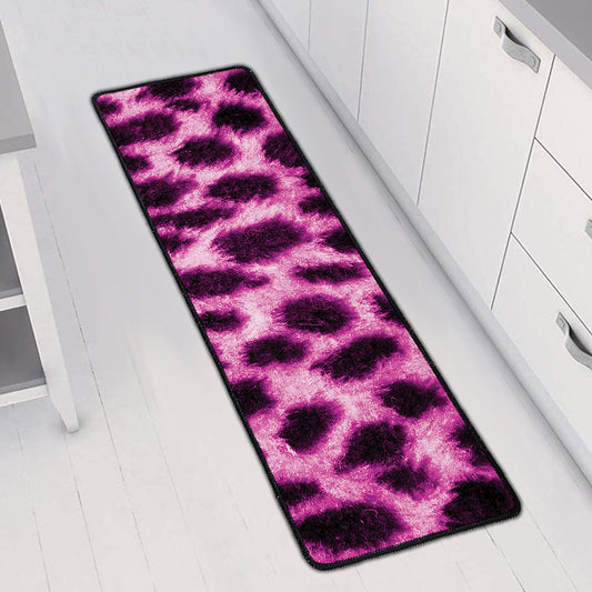 Hot Purple And Black Cheetah Print Long Kitchen Mat