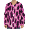 Hot Purple And Black Cheetah Print Long Sleeve Baseball Jersey