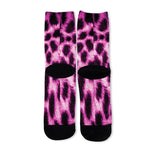 Hot Purple And Black Cheetah Print Long Socks