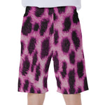 Hot Purple And Black Cheetah Print Men's Beach Shorts