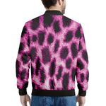 Hot Purple And Black Cheetah Print Men's Bomber Jacket