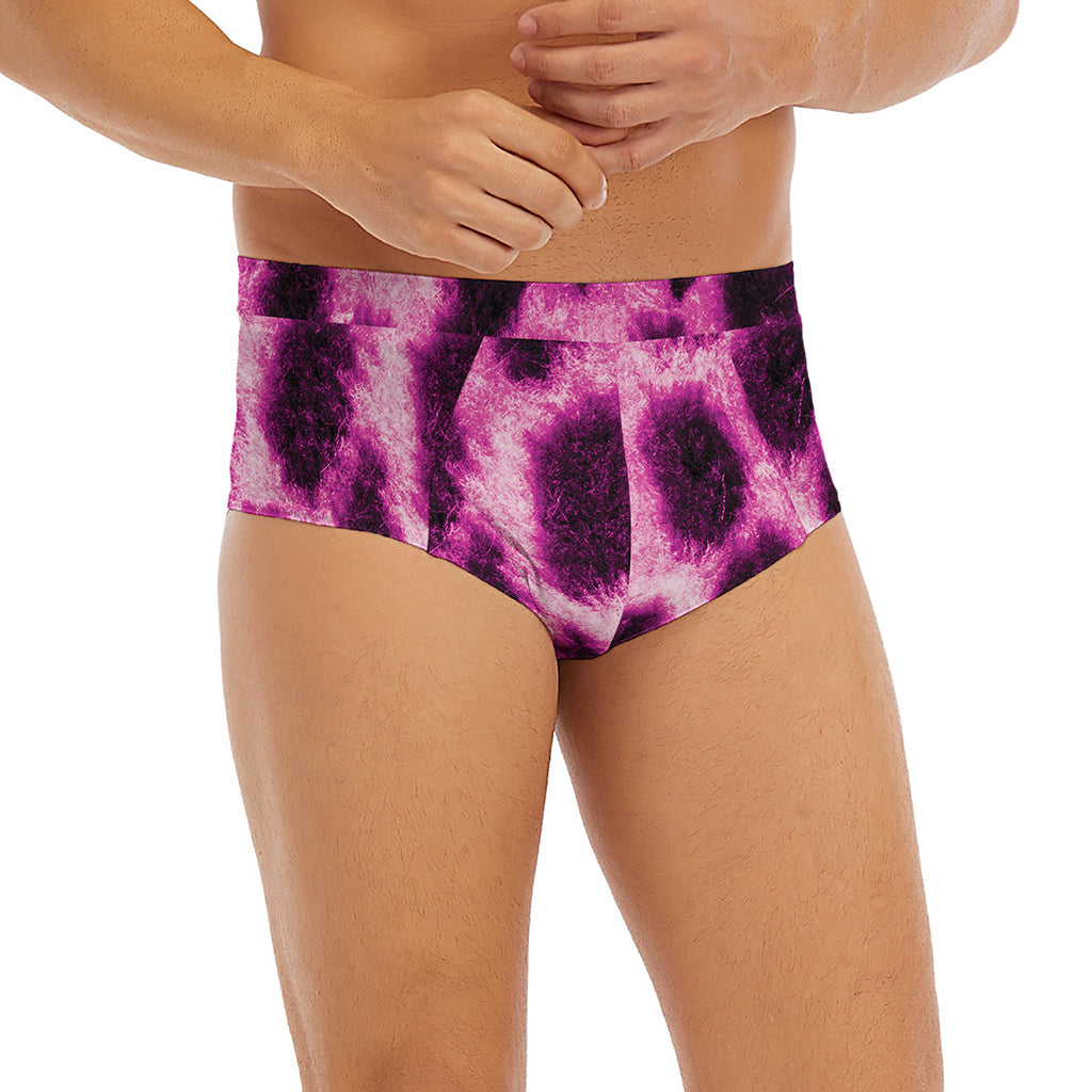 Hot Purple And Black Cheetah Print Men's Briefs