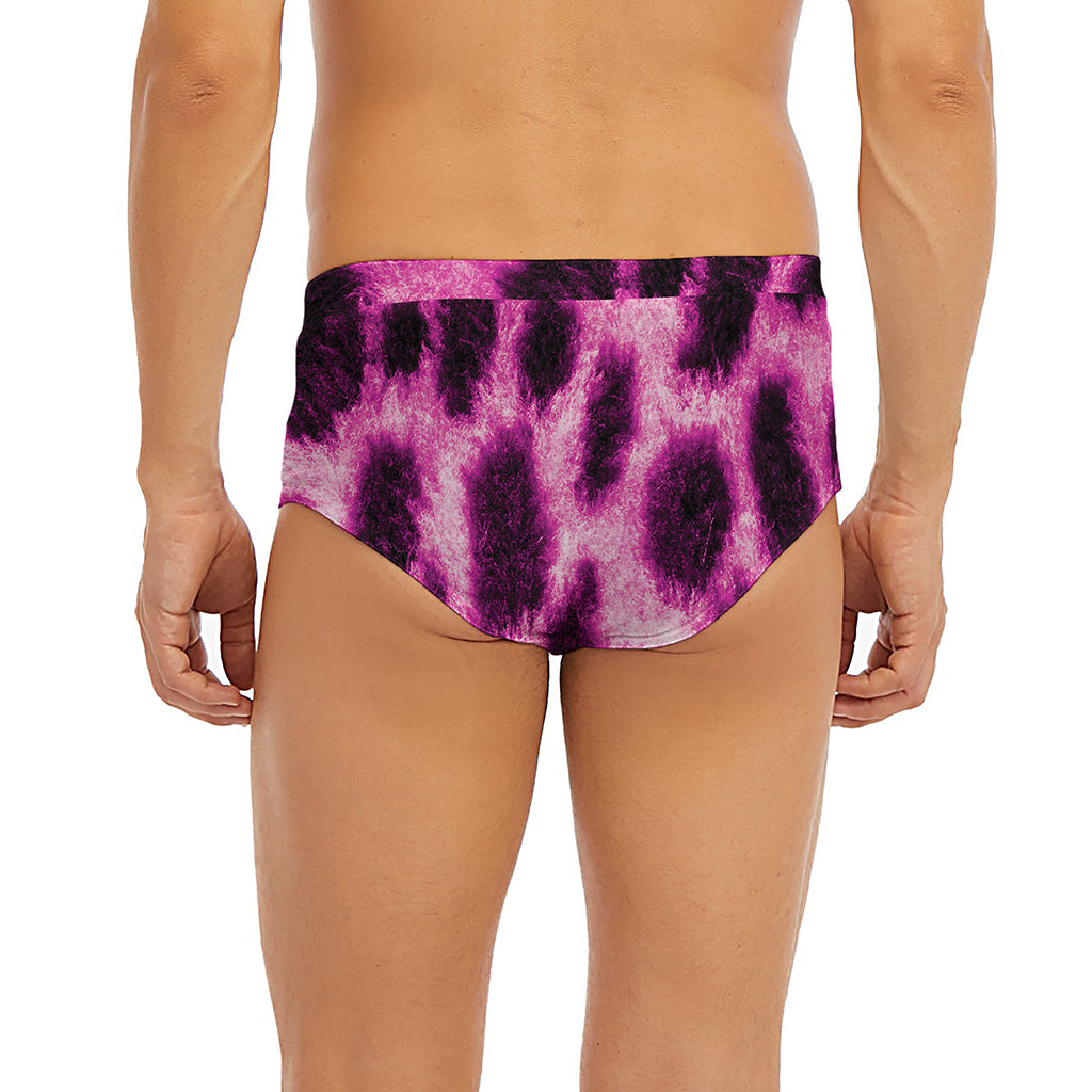 Hot Purple And Black Cheetah Print Men's Briefs