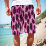 Hot Purple And Black Cheetah Print Men's Cargo Shorts