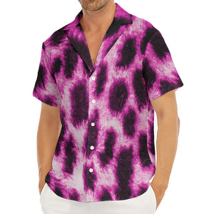 Hot Purple And Black Cheetah Print Men's Deep V-Neck Shirt