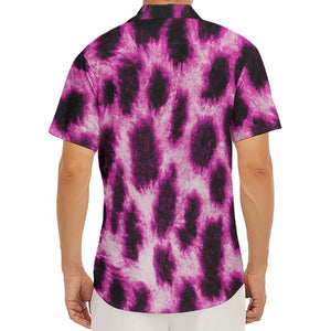 Hot Purple And Black Cheetah Print Men's Deep V-Neck Shirt