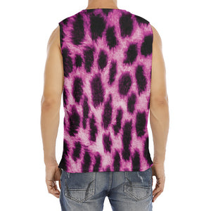 Hot Purple And Black Cheetah Print Men's Fitness Tank Top