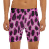 Hot Purple And Black Cheetah Print Men's Long Boxer Briefs