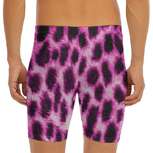 Hot Purple And Black Cheetah Print Men's Long Boxer Briefs