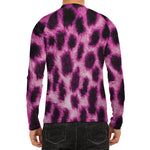 Hot Purple And Black Cheetah Print Men's Long Sleeve Rash Guard