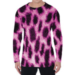 Hot Purple And Black Cheetah Print Men's Long Sleeve T-Shirt