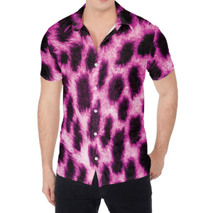 Hot Purple And Black Cheetah Print Men's Shirt