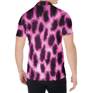 Hot Purple And Black Cheetah Print Men's Shirt