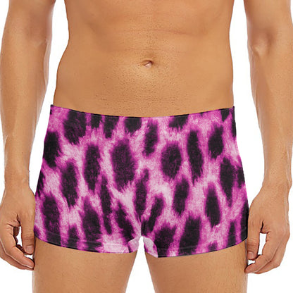 Hot Purple And Black Cheetah Print Men's Short Boxer Briefs