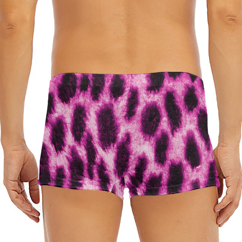 Hot Purple And Black Cheetah Print Men's Short Boxer Briefs