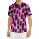 Hot Purple And Black Cheetah Print Men's Short Sleeve Rash Guard