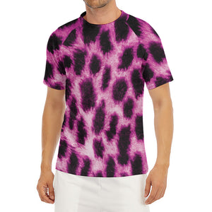 Hot Purple And Black Cheetah Print Men's Short Sleeve Rash Guard