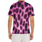 Hot Purple And Black Cheetah Print Men's Short Sleeve Rash Guard