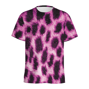 Hot Purple And Black Cheetah Print Men's Sports T-Shirt