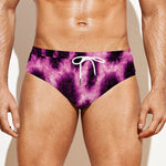Hot Purple And Black Cheetah Print Men's Swim Briefs