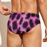 Hot Purple And Black Cheetah Print Men's Swim Briefs