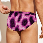 Hot Purple And Black Cheetah Print Men's Swim Briefs