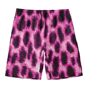 Hot Purple And Black Cheetah Print Men's Swim Trunks