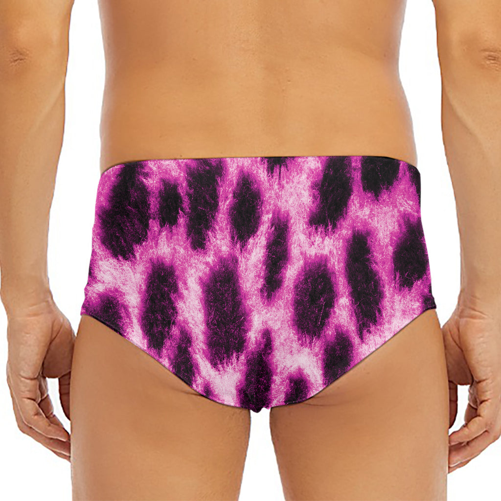 Hot Purple And Black Cheetah Print Men's Triangle Swim Briefs