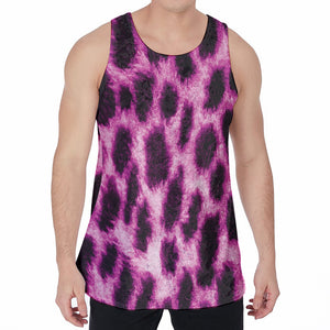 Hot Purple And Black Cheetah Print Men's Velvet Tank Top