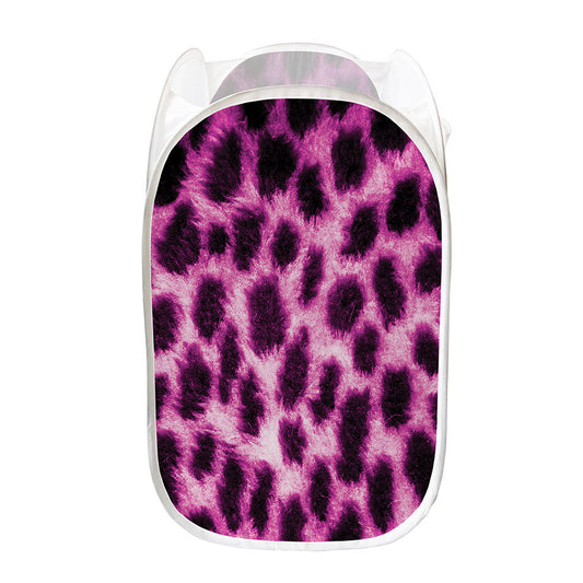 Hot Purple And Black Cheetah Print Mesh Laundry Hamper