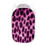 Hot Purple And Black Cheetah Print Mesh Laundry Hamper