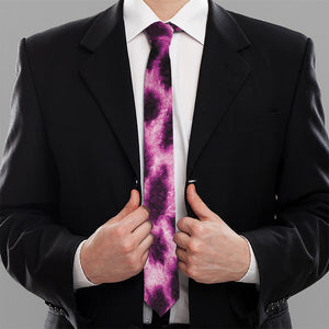 Hot Purple And Black Cheetah Print Necktie