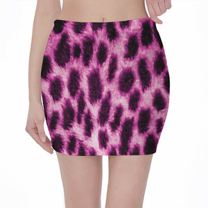 Hot Purple And Black Cheetah Print Pencil Mini Skirt