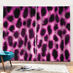 Hot Purple And Black Cheetah Print Pencil Pleat Curtains