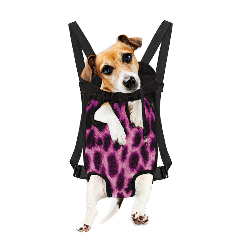 Hot Purple And Black Cheetah Print Pet Carrier Backpack