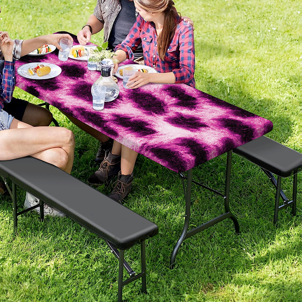 Hot Purple And Black Cheetah Print Picnic Table Cover