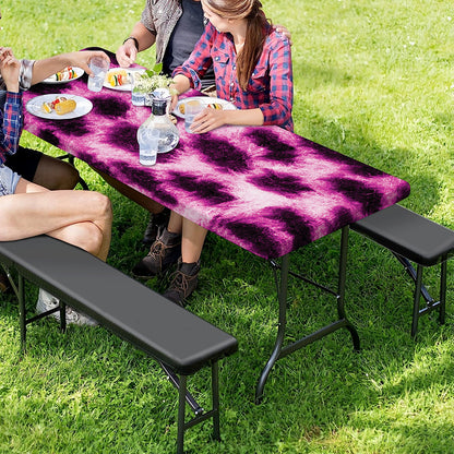 Hot Purple And Black Cheetah Print Picnic Table Cover