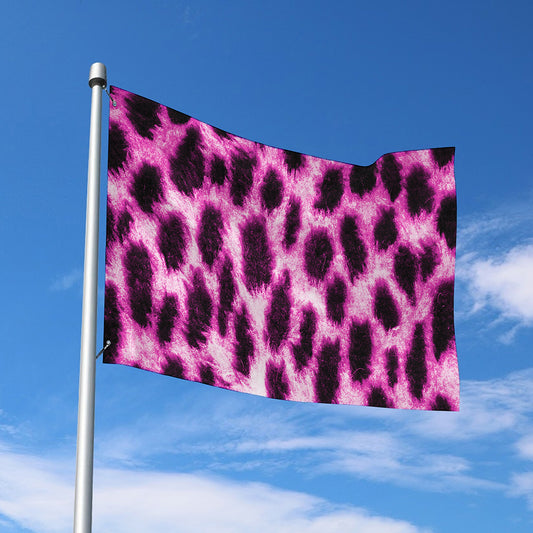 Hot Purple And Black Cheetah Print Polyester Flag