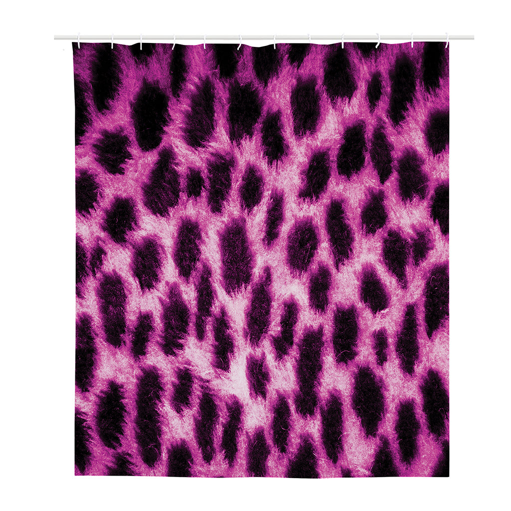 Hot Purple And Black Cheetah Print Polyester Shower Curtain
