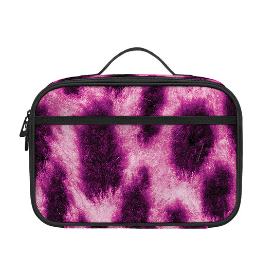 Hot Purple And Black Cheetah Print Portable Lunch Bag