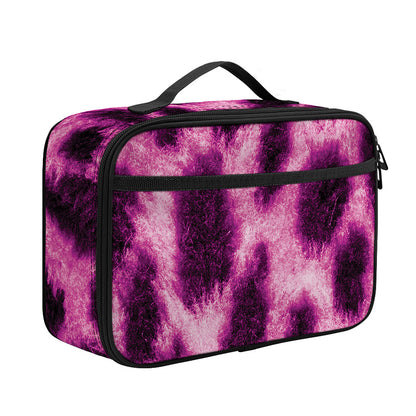 Hot Purple And Black Cheetah Print Portable Lunch Bag