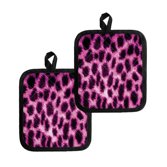 Hot Purple And Black Cheetah Print Pot Holders