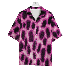 Hot Purple And Black Cheetah Print Rayon Hawaiian Shirt