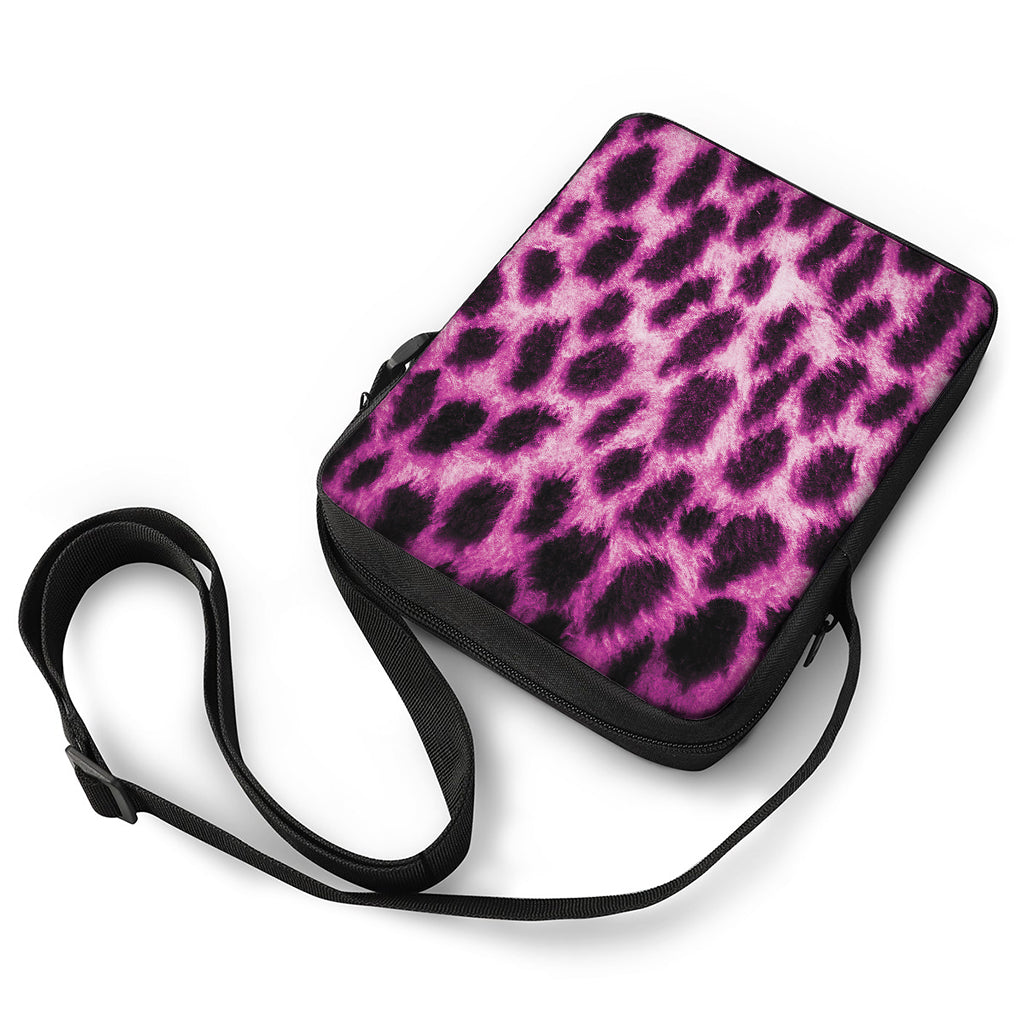 Hot Purple And Black Cheetah Print Rectangular Crossbody Bag