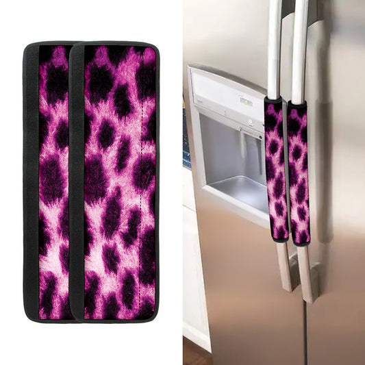 Hot Purple And Black Cheetah Print Refrigerator Handle Covers