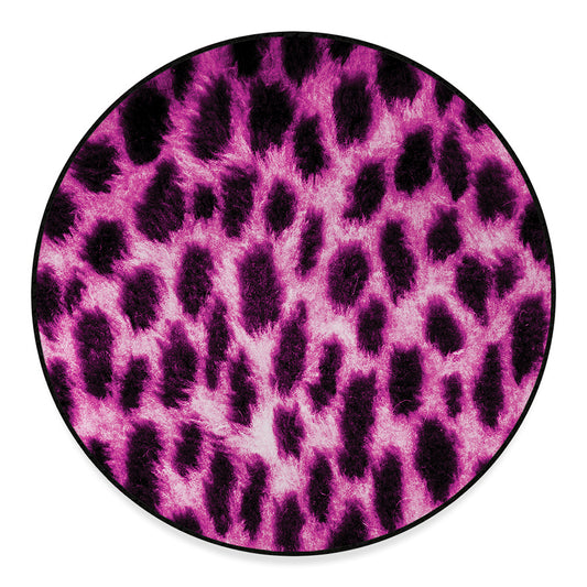 Hot Purple And Black Cheetah Print Round Floor Mat