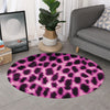 Hot Purple And Black Cheetah Print Round Rug